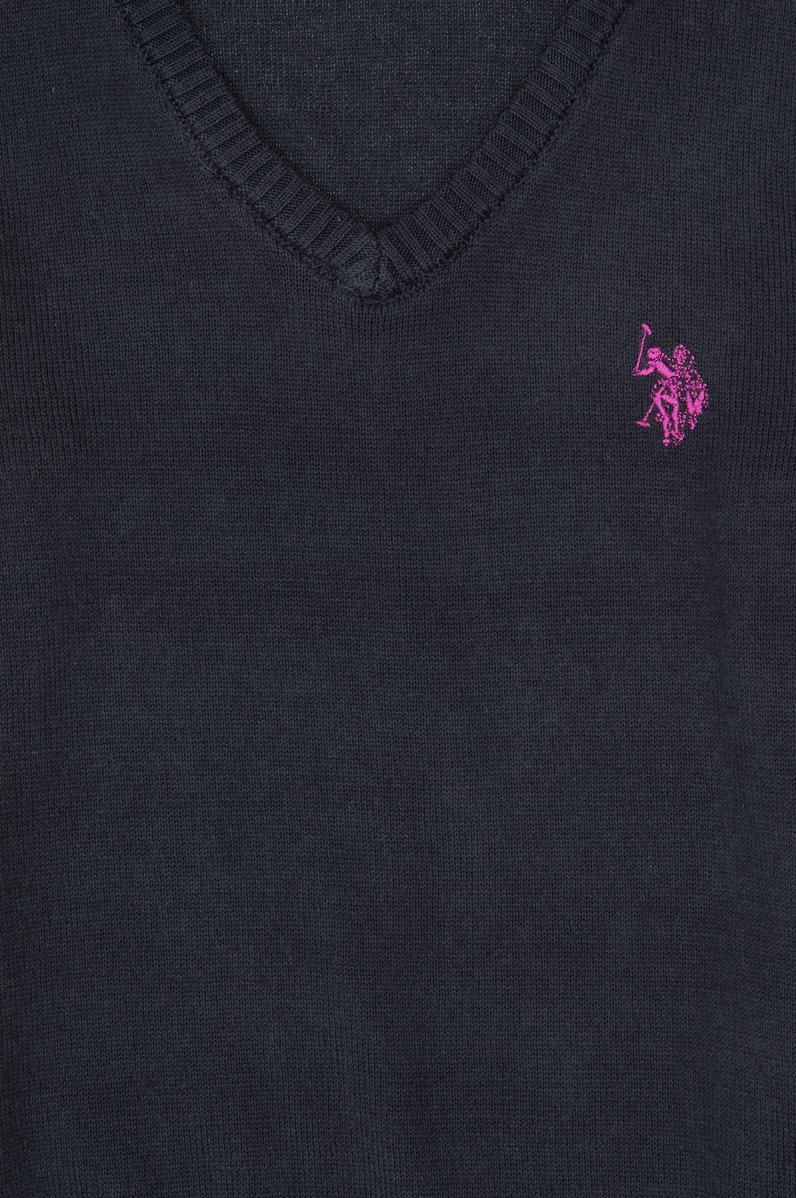 Kız Çocuk Lacivert V Yaka Basic Kazak