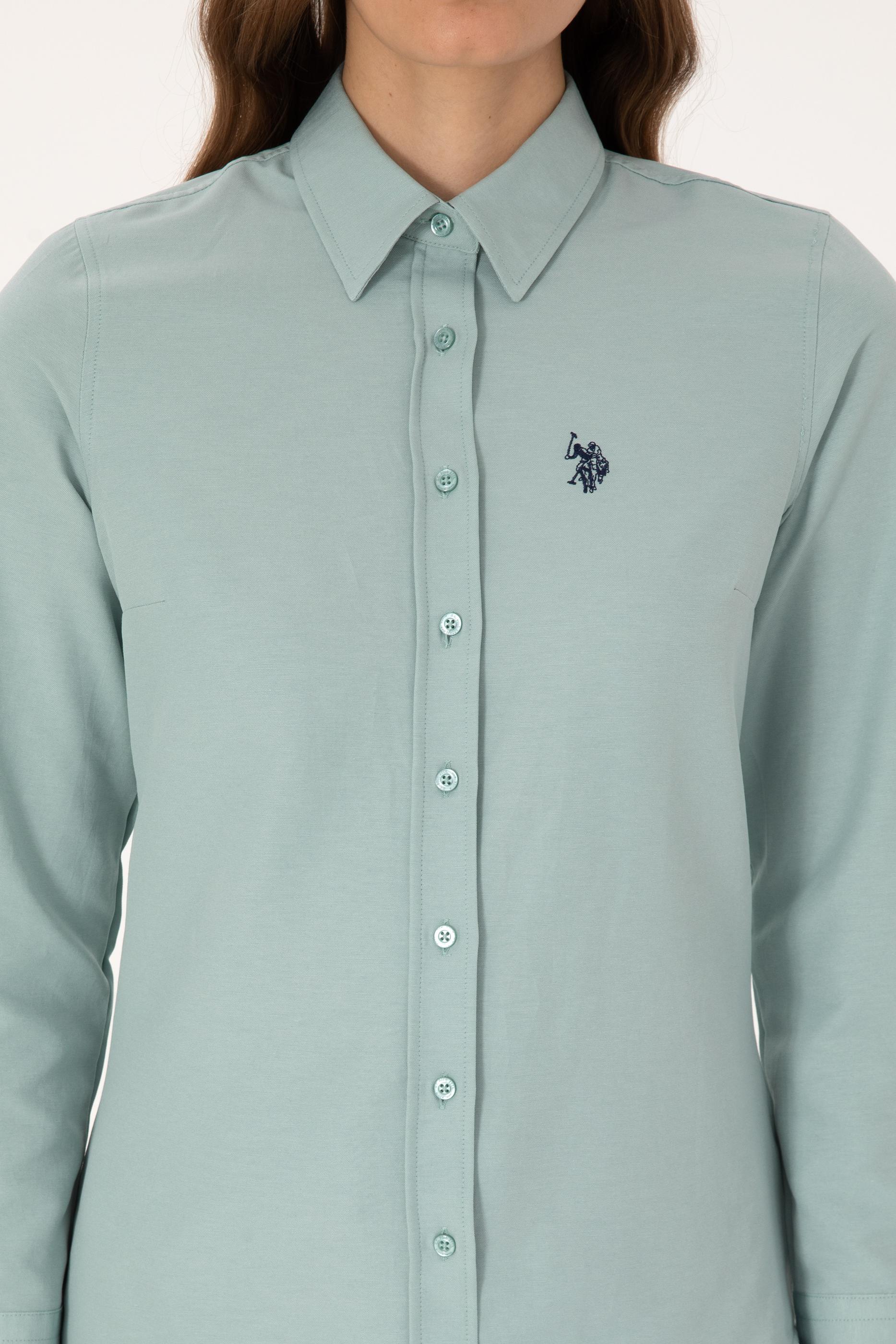 Kadın Mint Uzun Kollu Basic Gömlek