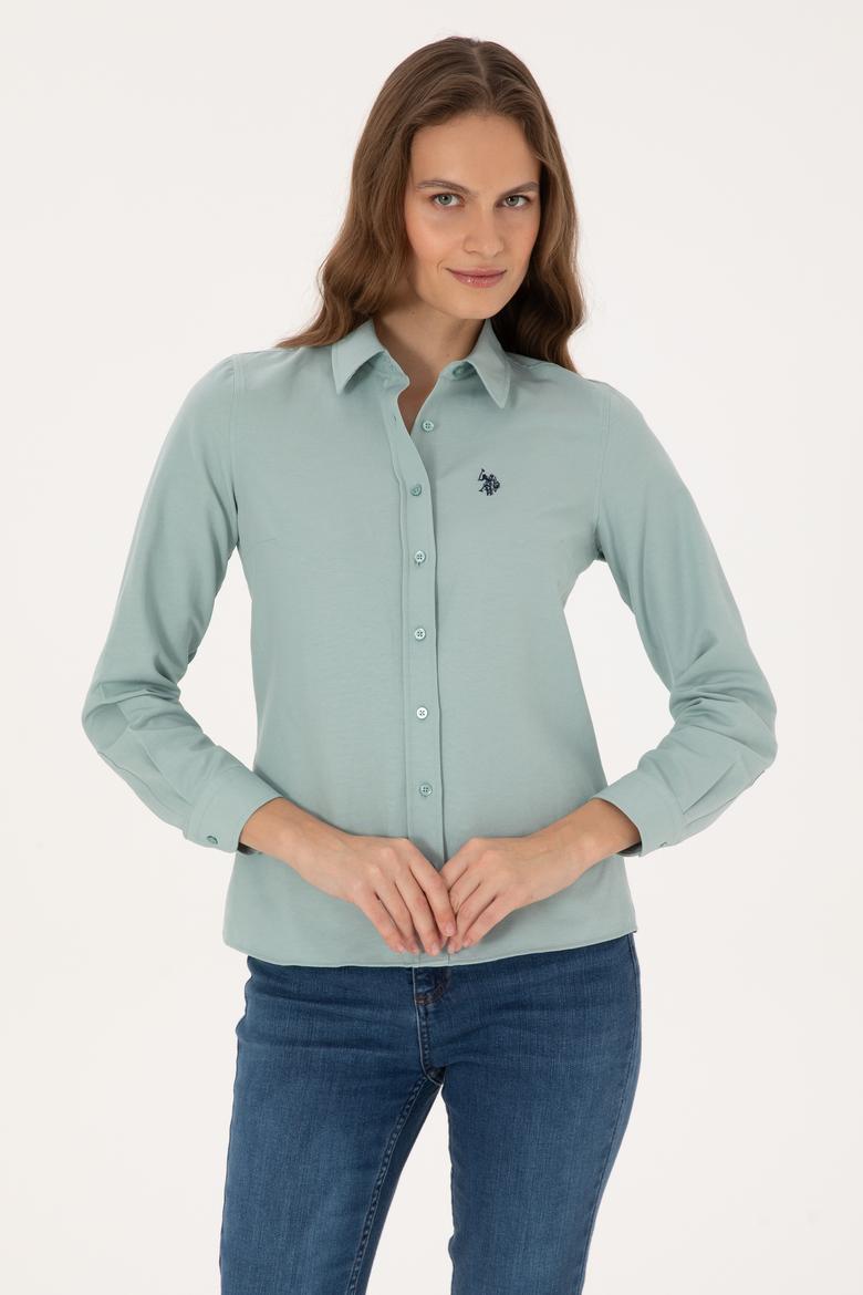 Kadın Mint Uzun Kollu Basic Gömlek - 50316711094