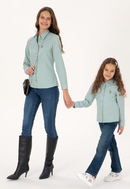 Kadın Mint Uzun Kollu Basic Gömlek - 50316711094