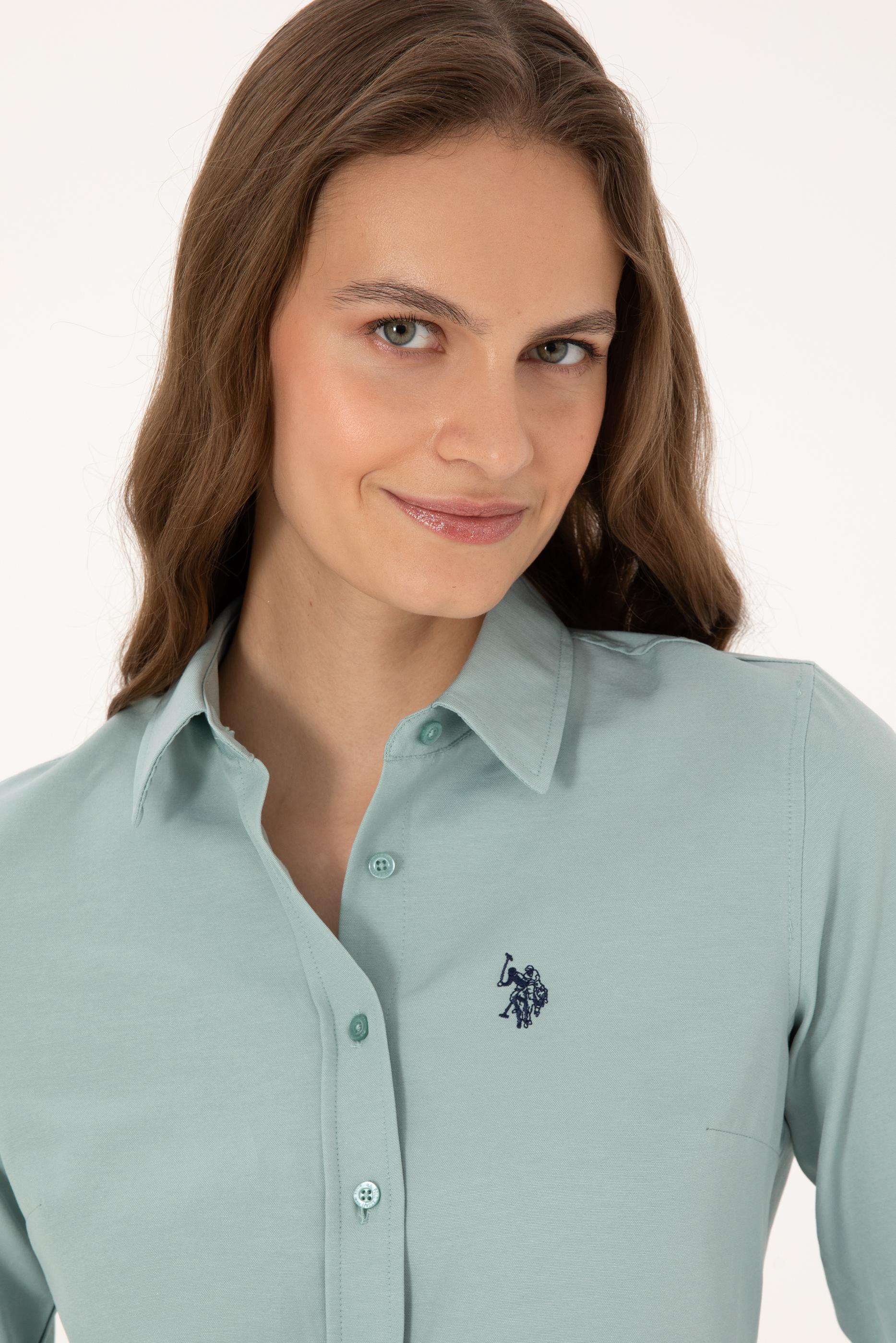 Kadın Mint Uzun Kollu Basic Gömlek