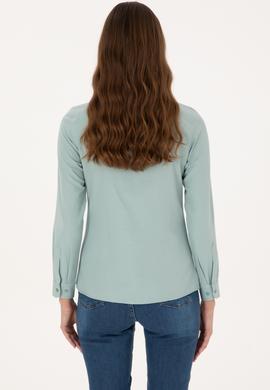 Kadın Mint Uzun Kollu Basic Gömlek - 50316711094