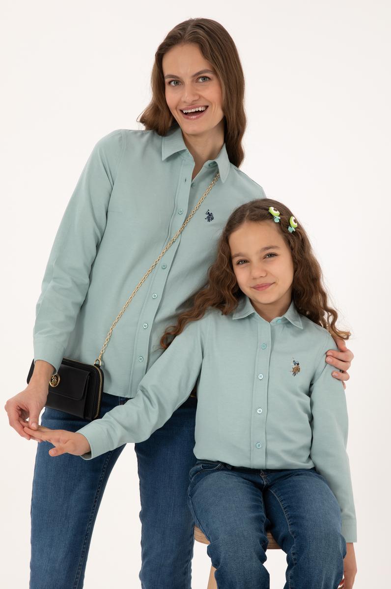 Kadın Mint Uzun Kollu Basic Gömlek