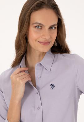 Kadın Mor Uzun Kollu Basic Gömlek - 50316711115