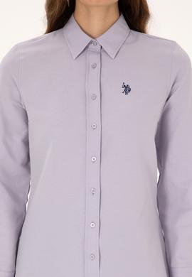 Kadın Mor Uzun Kollu Basic Gömlek - 50316711115