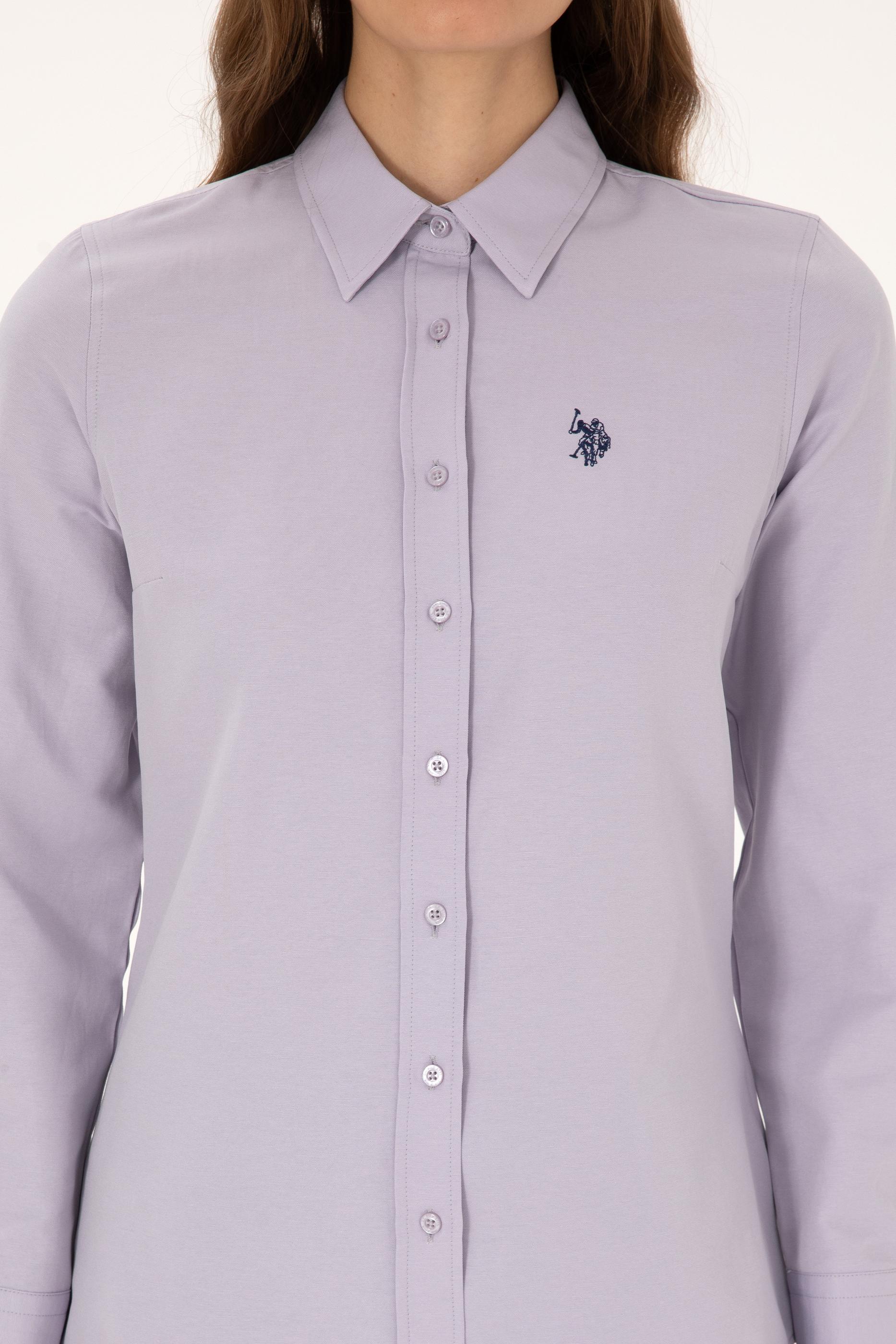 Kadın Mor Uzun Kollu Basic Gömlek