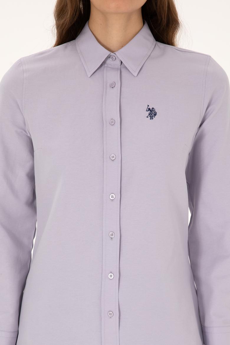 Kadın Mor Uzun Kollu Basic Gömlek - 50316711115