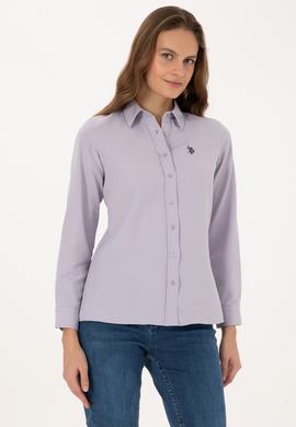 Kadın Mor Uzun Kollu Basic Gömlek - 50316711115