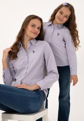 Kadın Mor Uzun Kollu Basic Gömlek - 50316711115