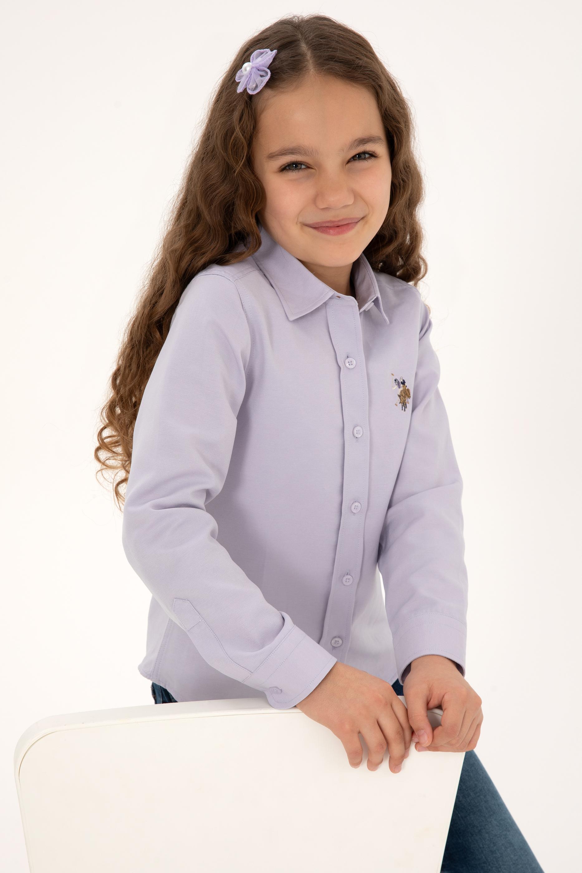 Kız Çocuk Lila Uzun Kollu Basic Gömlek