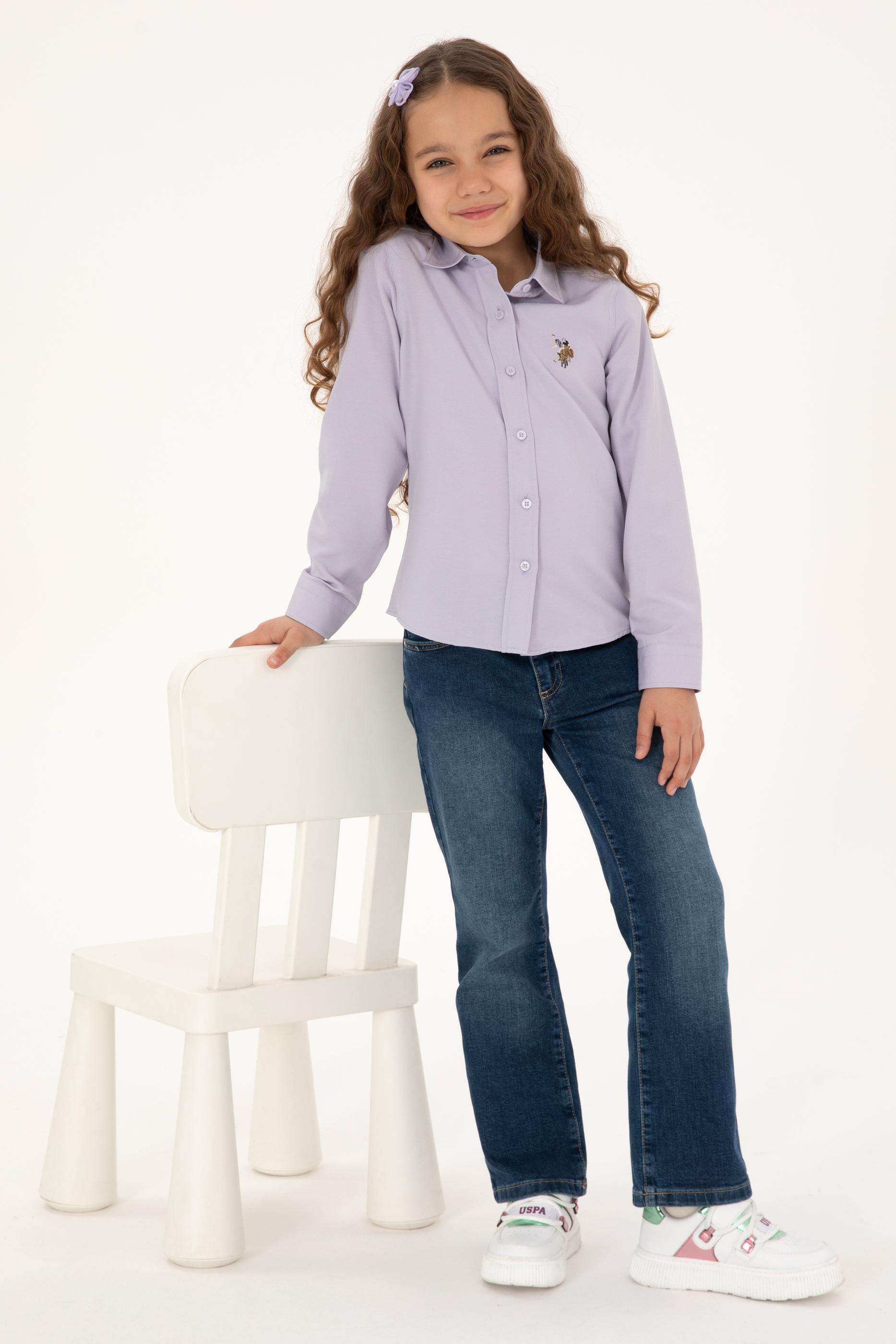 Kız Çocuk Mavi Slim Flare Fit Jean Pantolon