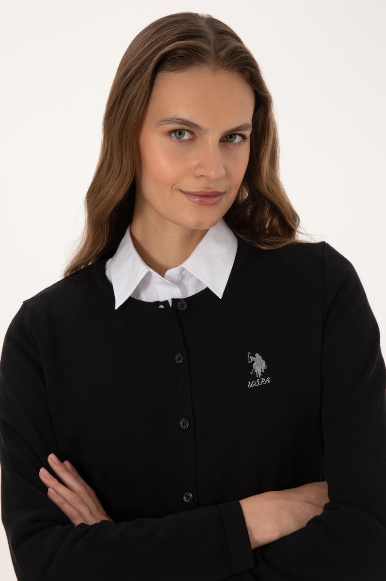 Kadın Siyah Basic Triko Hırka