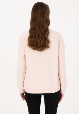 Kadın Açık Pembe Şardonlu Bisiklet Yaka Basic Sweatshırt - 50313586104