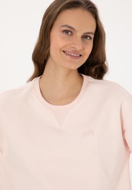 Kadın Açık Pembe Şardonlu Bisiklet Yaka Basic Sweatshırt - 50313586104