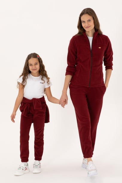 Kadın Bordo Polar Jogger Eşofman Altı