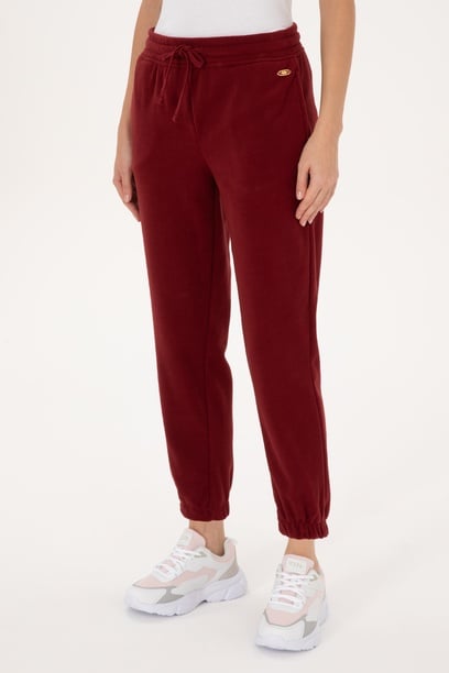Kadın Bordo Polar Jogger Eşofman Altı