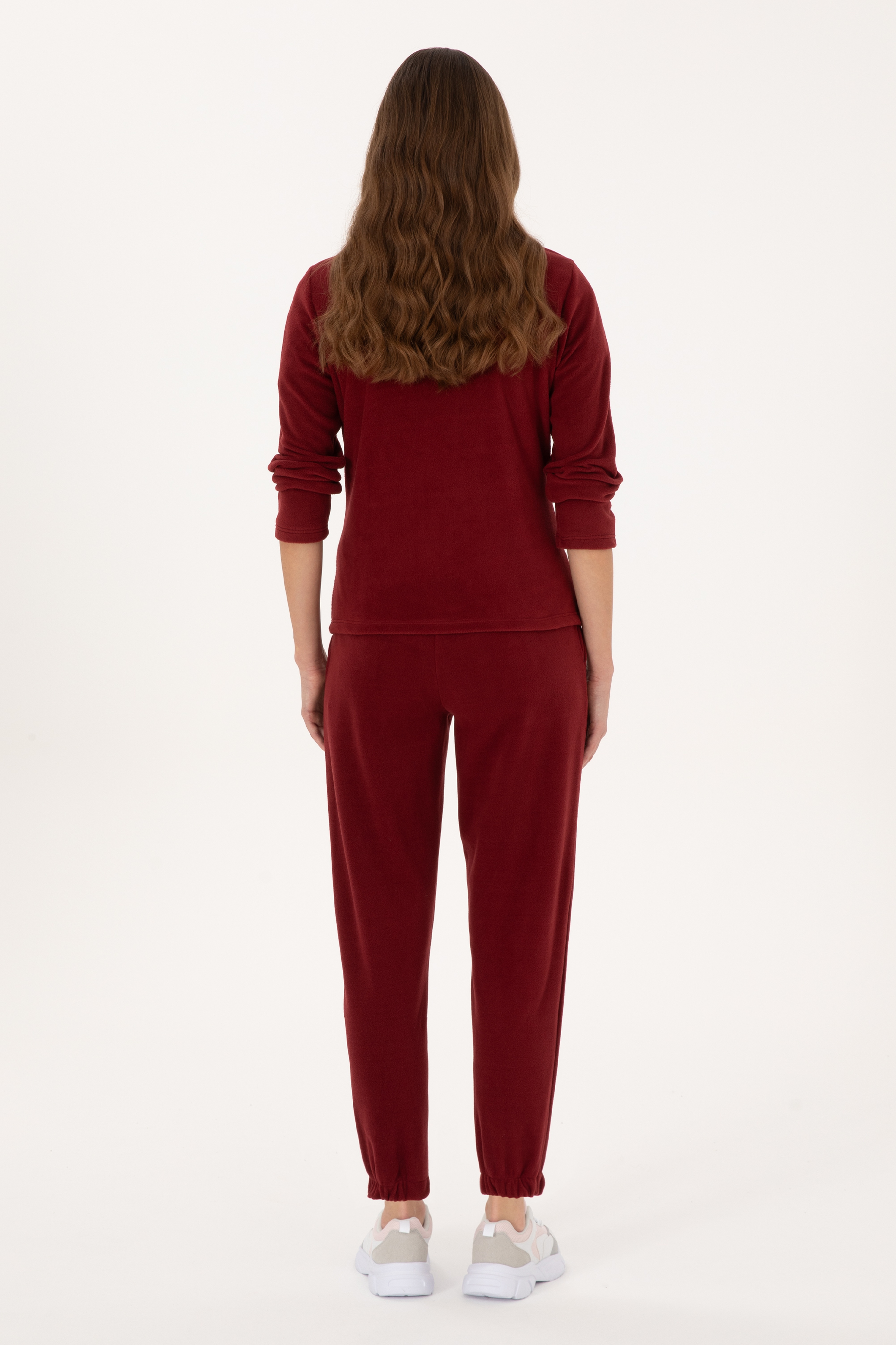 Kadın Bordo Polar Jogger Eşofman Altı - Image 6