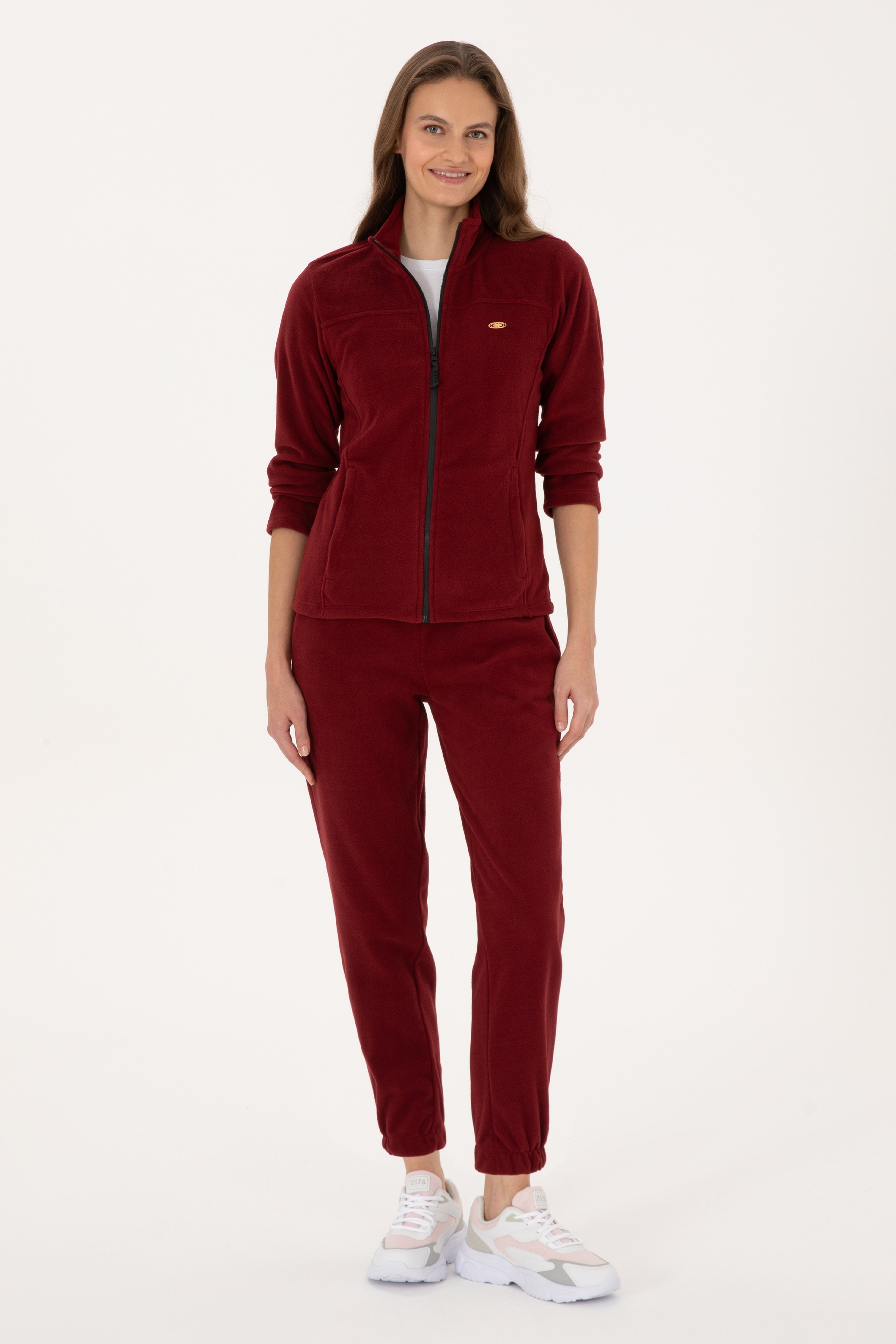 Kadın Bordo Polar Jogger Eşofman Altı - Image 1