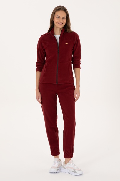 Kadın Bordo Polar Jogger Eşofman Altı