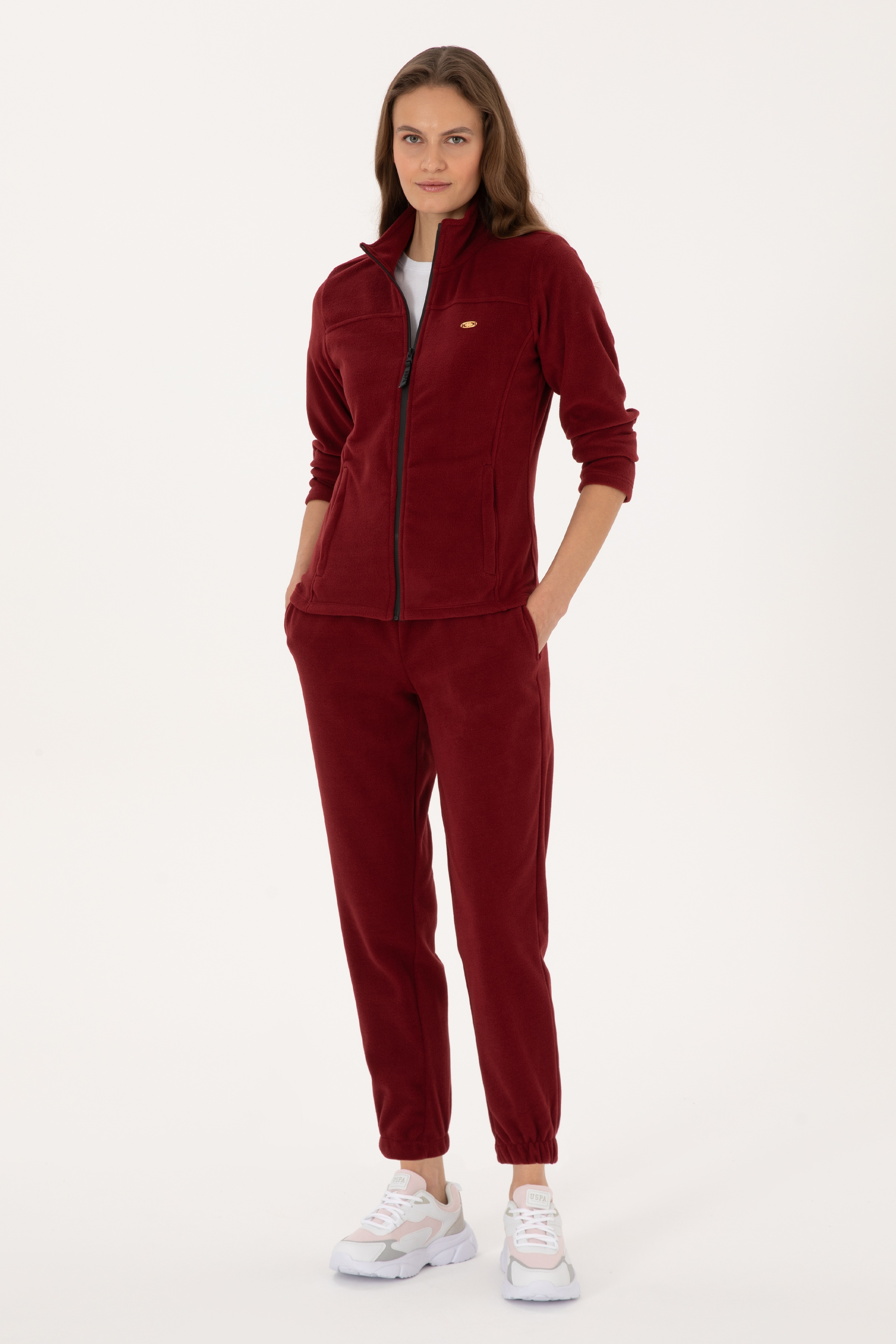Kadın Bordo Polar Jogger Eşofman Altı
