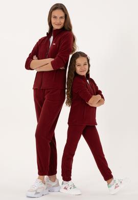 Kadın Bordo Fermuarlı Dik Yaka Polar Sweatshirt - 50316729072