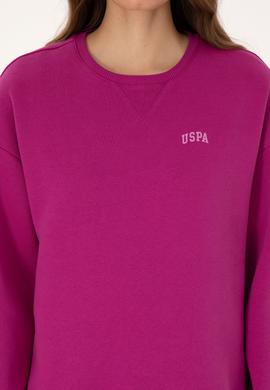 Kadın Fuşya Şardonlu Bisiklet Yaka Basic Sweatshırt - 50313586008