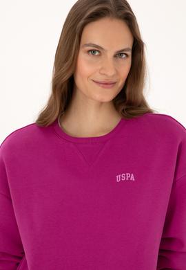 Kadın Fuşya Şardonlu Bisiklet Yaka Basic Sweatshırt - 50313586008