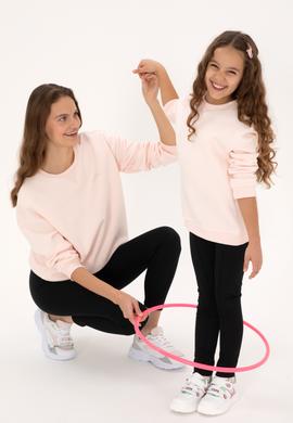 Kız Çocuk Açık Pembe Şardonlu Bisiklet Yaka Basic Sweatshirt - 50316810030