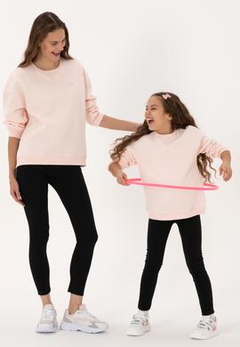 Kız Çocuk Açık Pembe Şardonlu Bisiklet Yaka Basic Sweatshirt - 50316810030