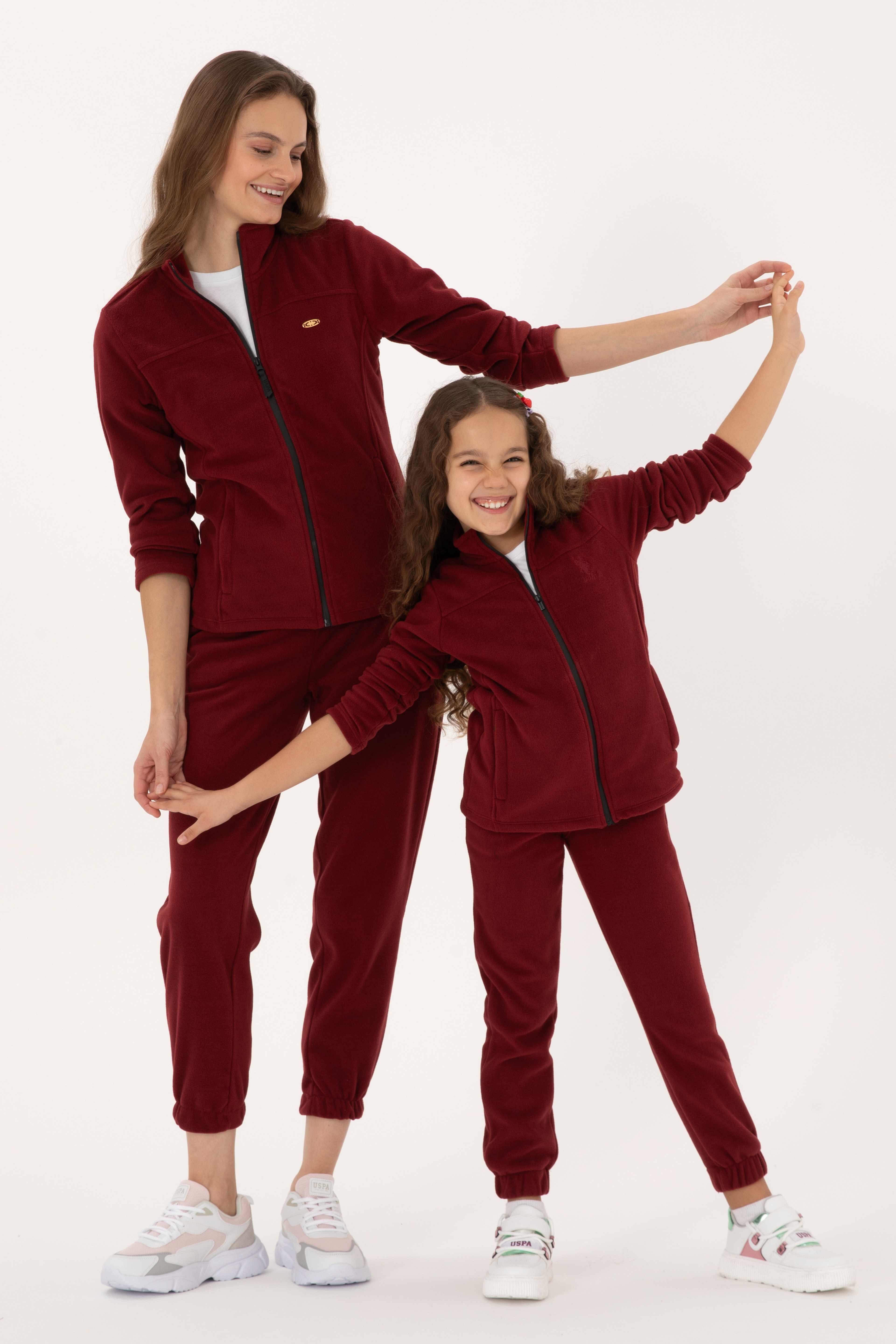 Kız Çocuk Bordo Fermuarlı Polar Sweatshirt - Image 1