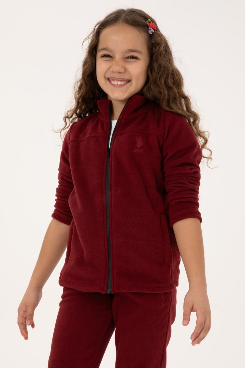 Kız Çocuk Bordo Fermuarlı Polar Sweatshirt - 50317875002