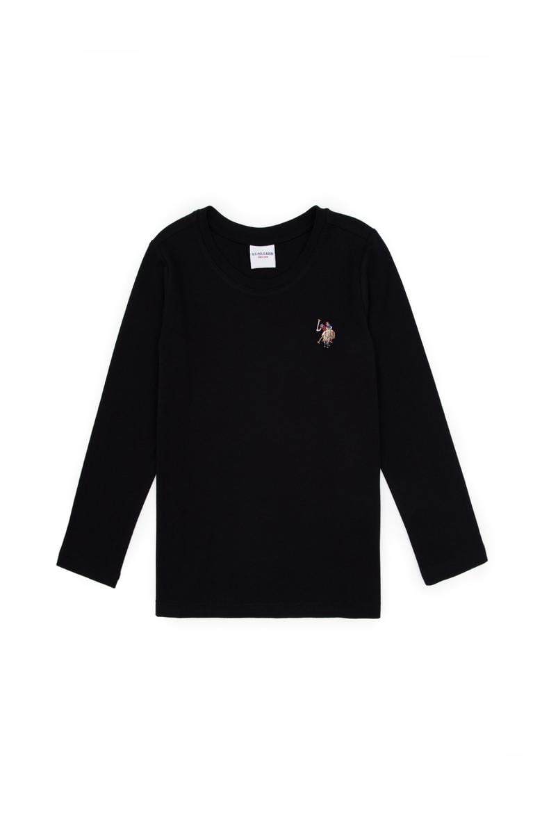 Kız Çocuk Siyah Bisiklet Yaka Basic Sweatshirt - 50317915019