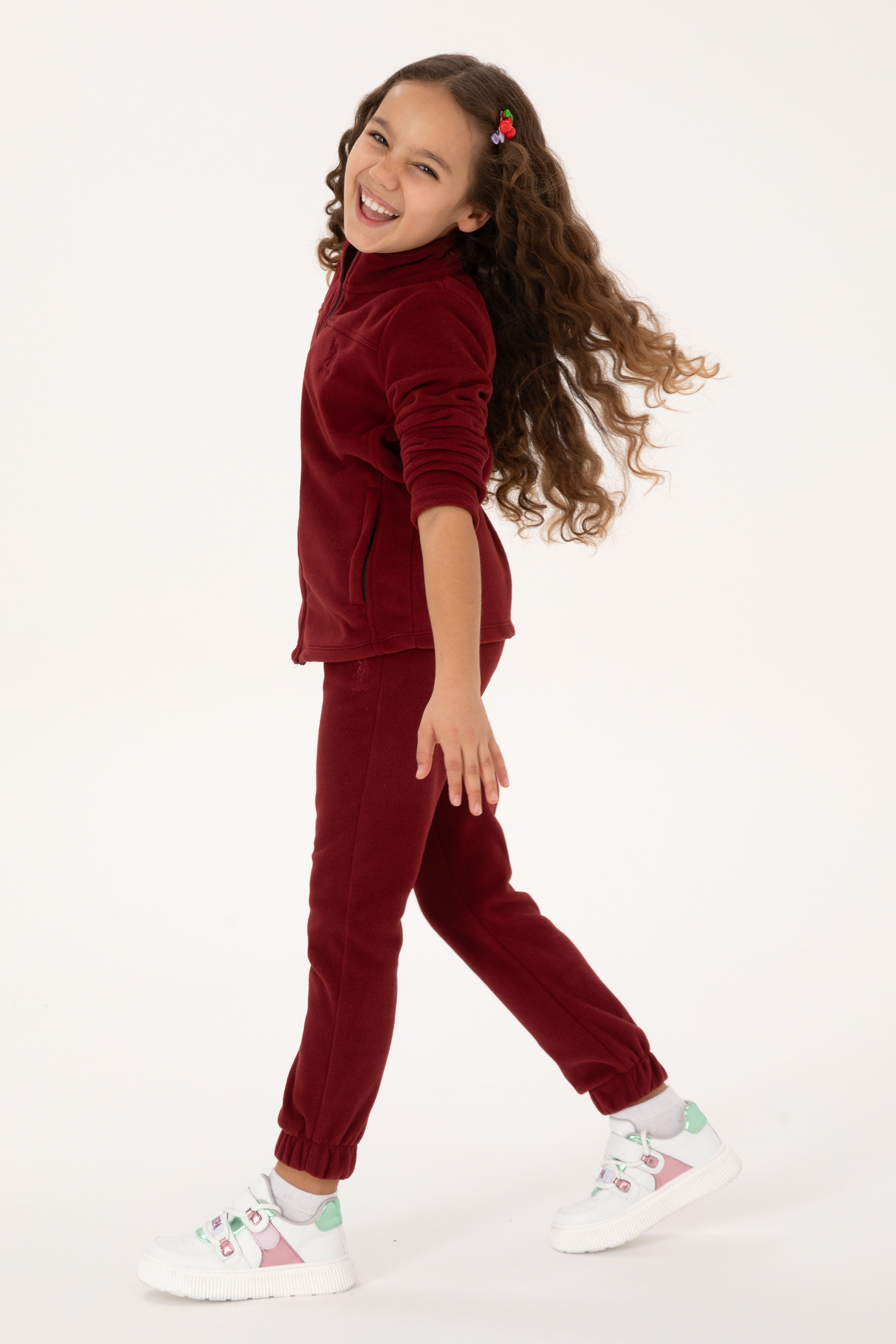 Kız Çocuk Bordo Jogger Polarlı Eşofman Altı