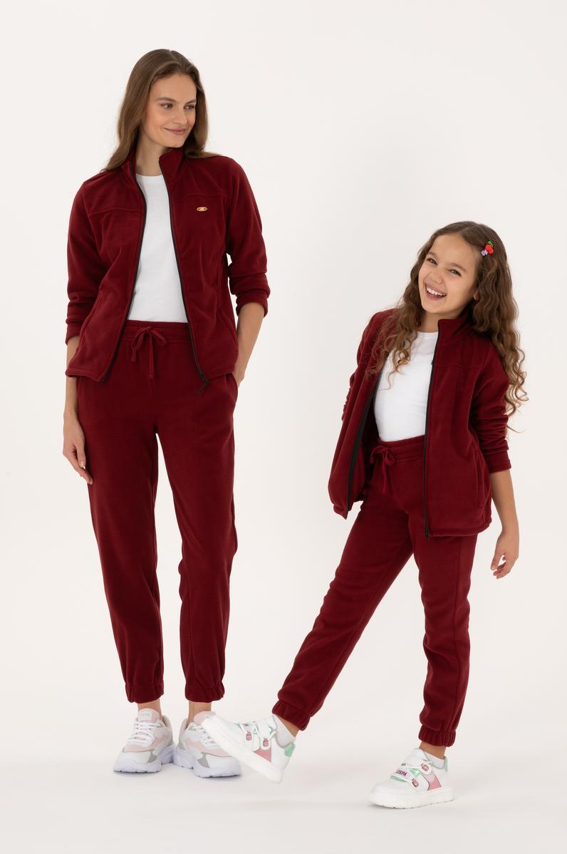 Kız Çocuk Bordo Jogger Polarlı Eşofman Altı