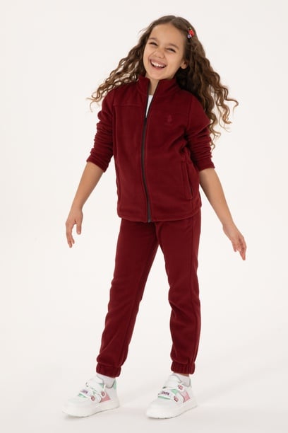 Kız Çocuk Bordo Jogger Polarlı Eşofman Altı