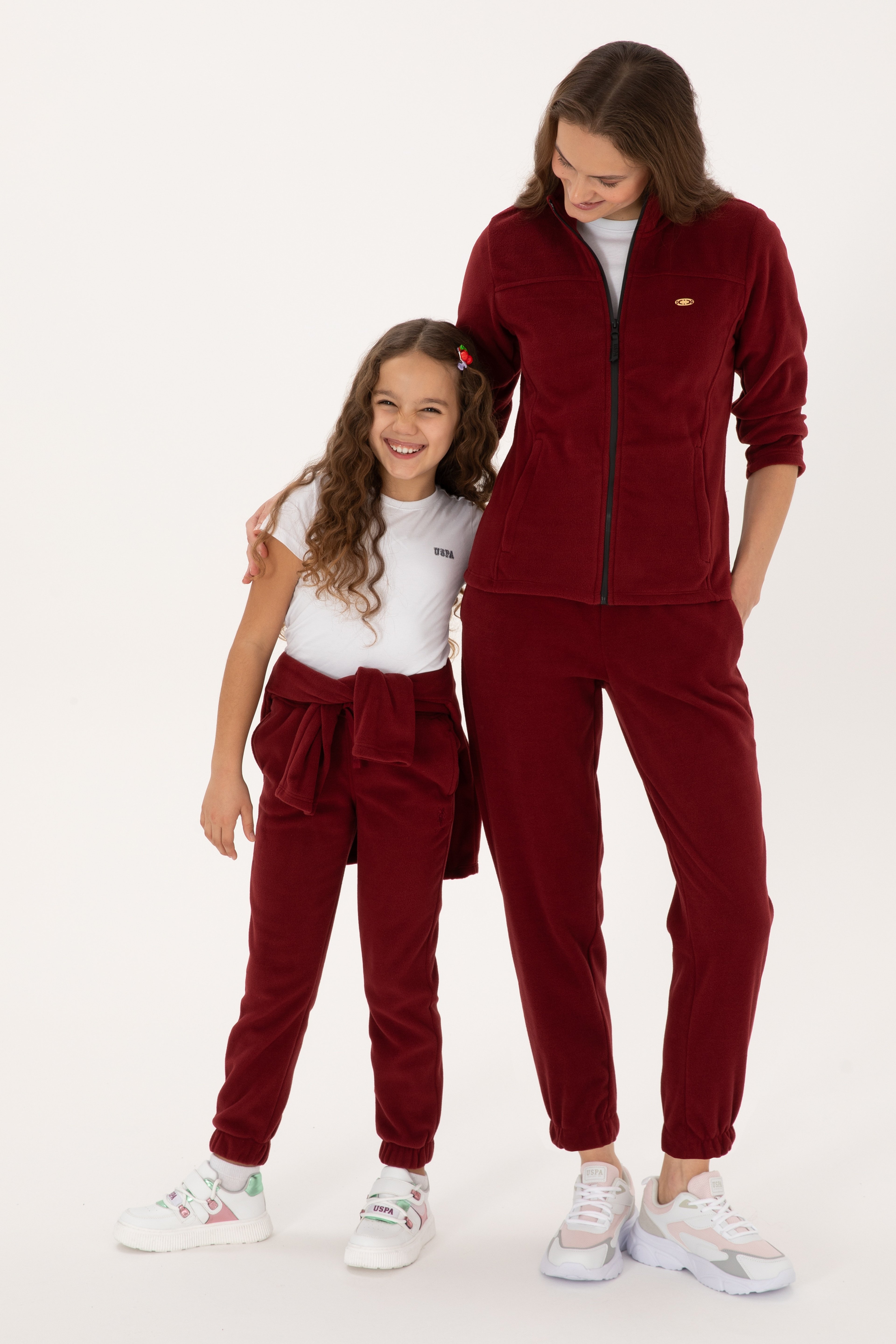 Kız Çocuk Bordo Jogger Polarlı Eşofman Altı - Image 1