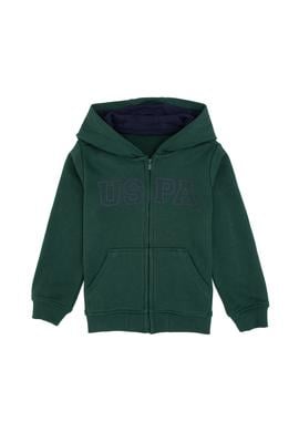 Erkek Çocuk Koyu Yeşil Fermuarlı Kapüşonlu Sweatshirt - 50313844051