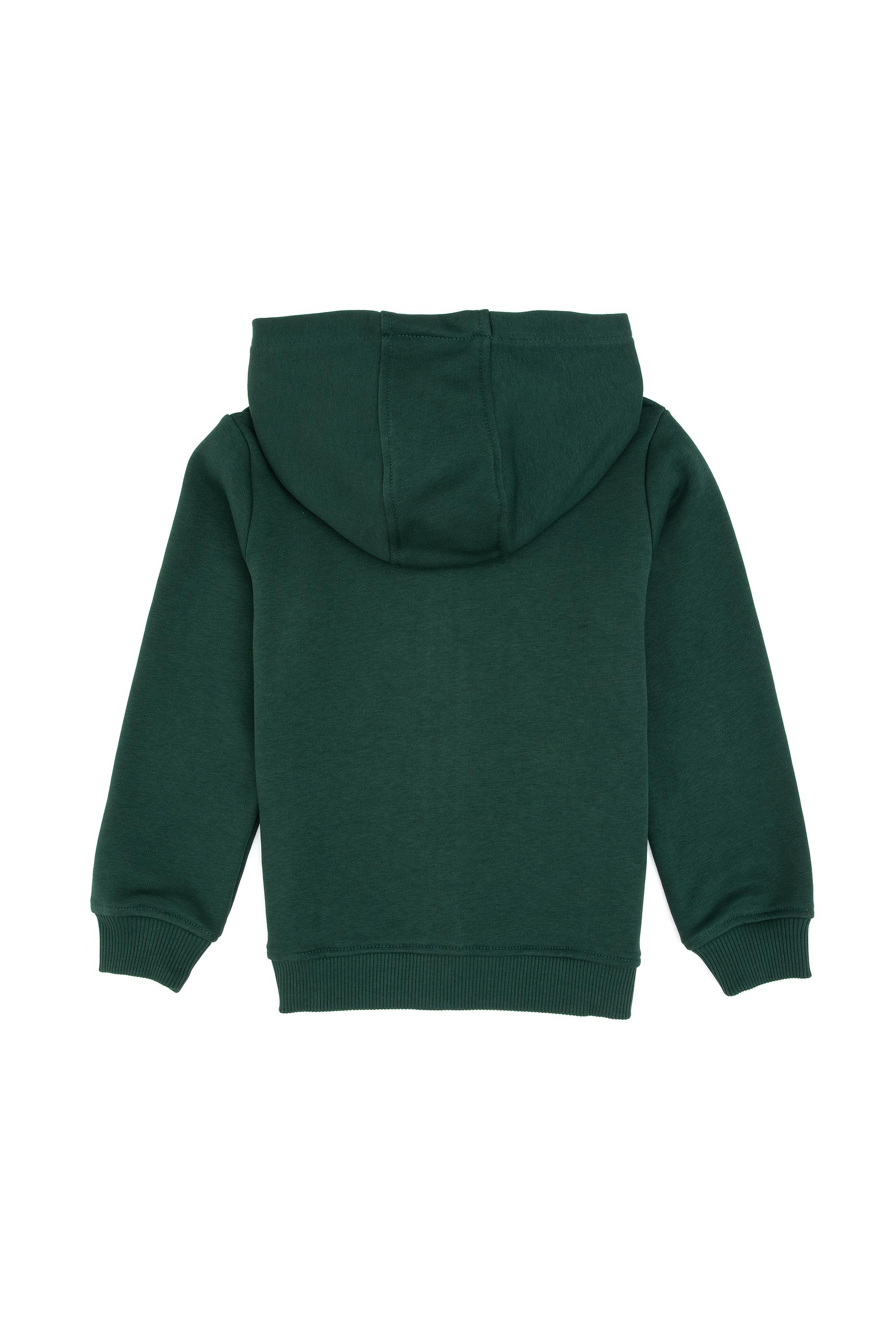 Erkek Çocuk Koyu Yeşil Fermuarlı Kapüşonlu Sweatshirt
