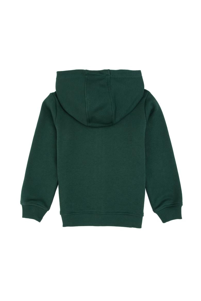Erkek Çocuk Koyu Yeşil Fermuarlı Kapüşonlu Sweatshirt - 50313844051