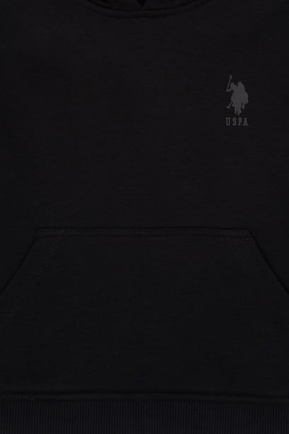 Erkek Çocuk Siyah Kapüşonlu Basic Sweatshirt