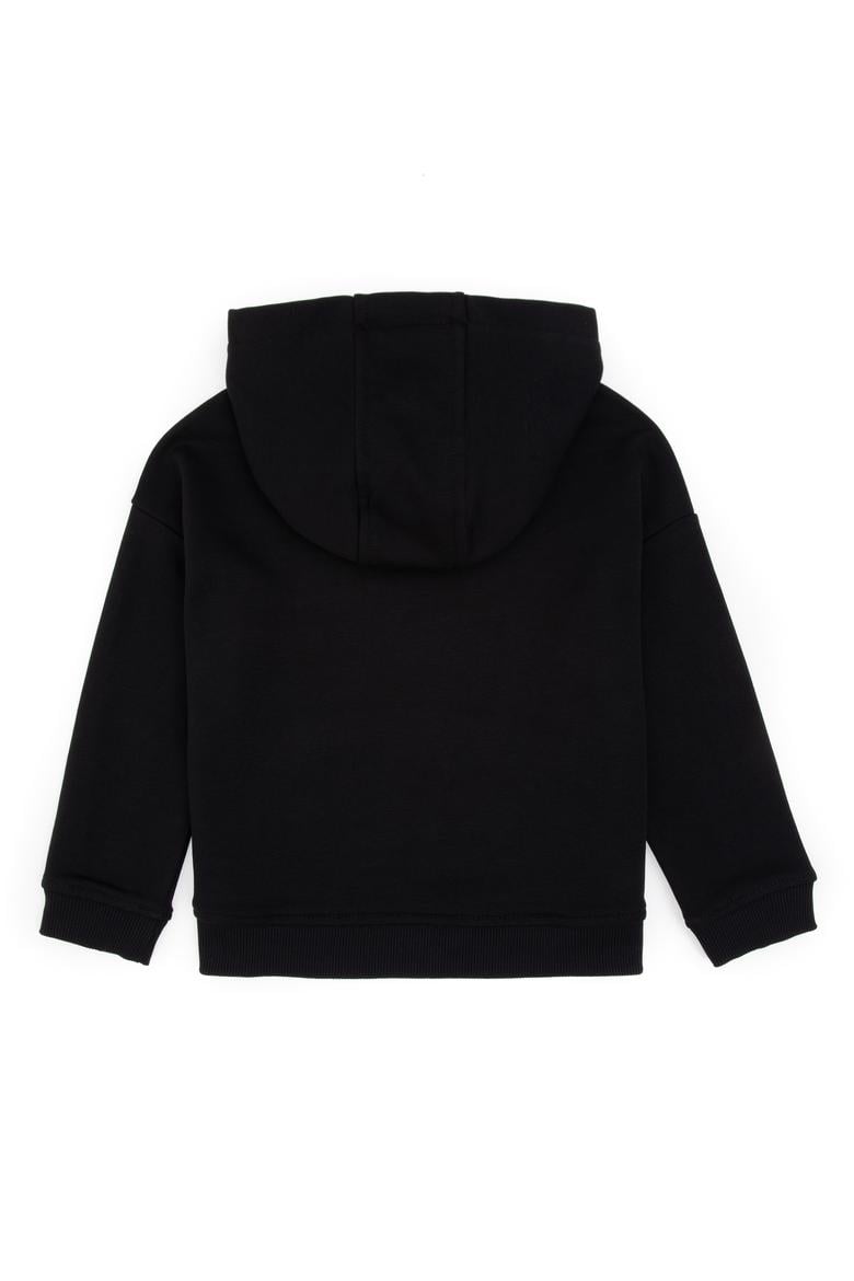 Erkek Çocuk Siyah Kapüşonlu Basic Sweatshirt - 50313941066