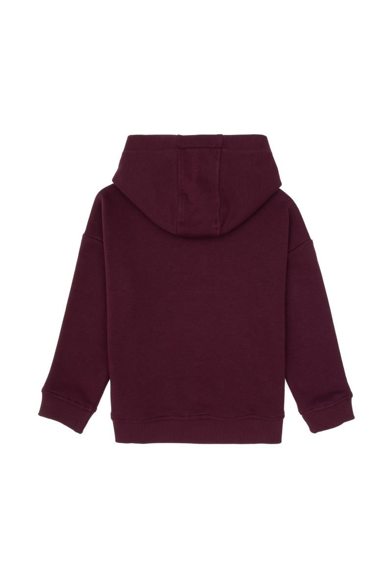 Erkek Çocuk Bordo Kapüşonlu Basic Sweatshirt