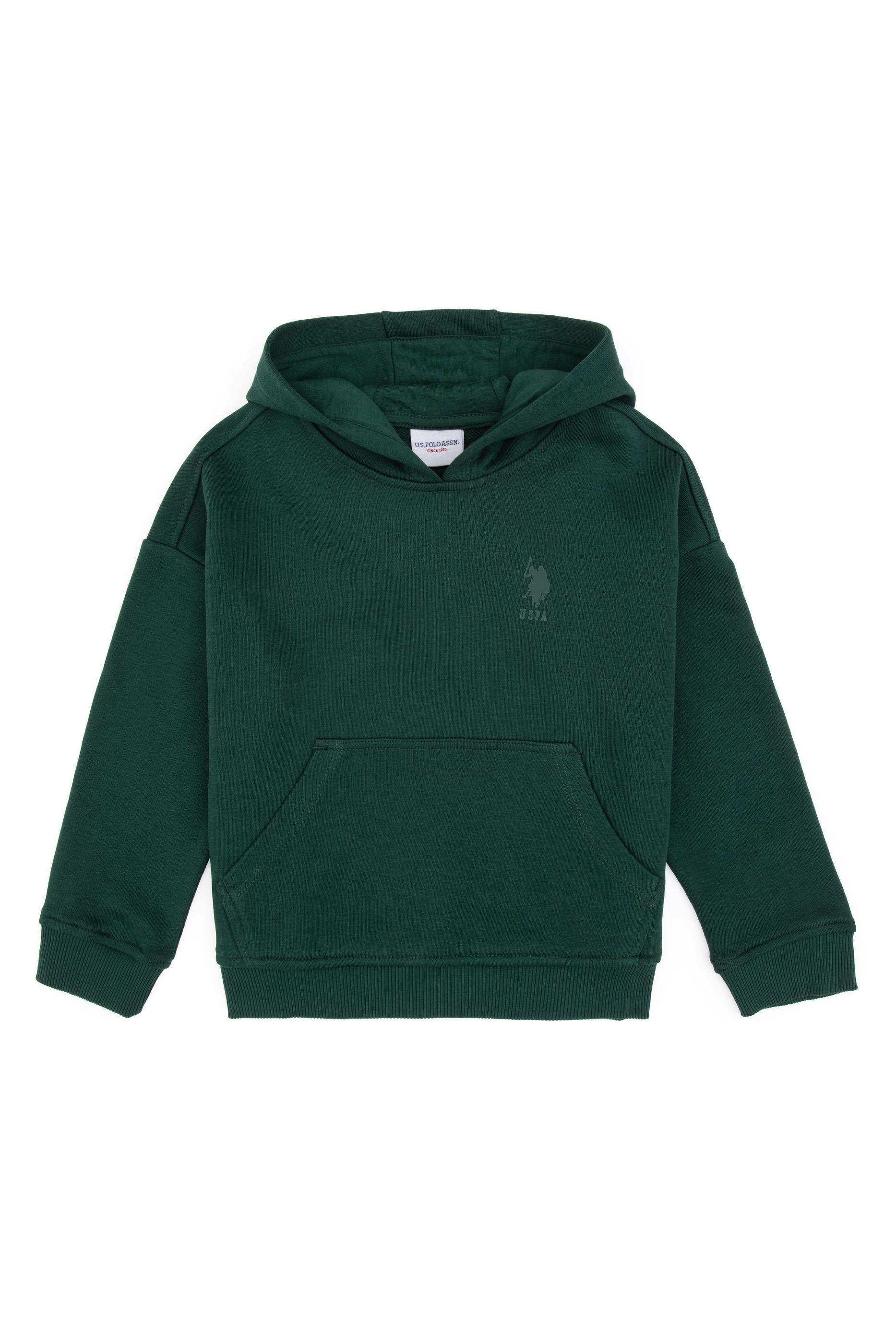 Erkek Çocuk Koyu Yeşil Kapüşonlu Basic Sweatshirt