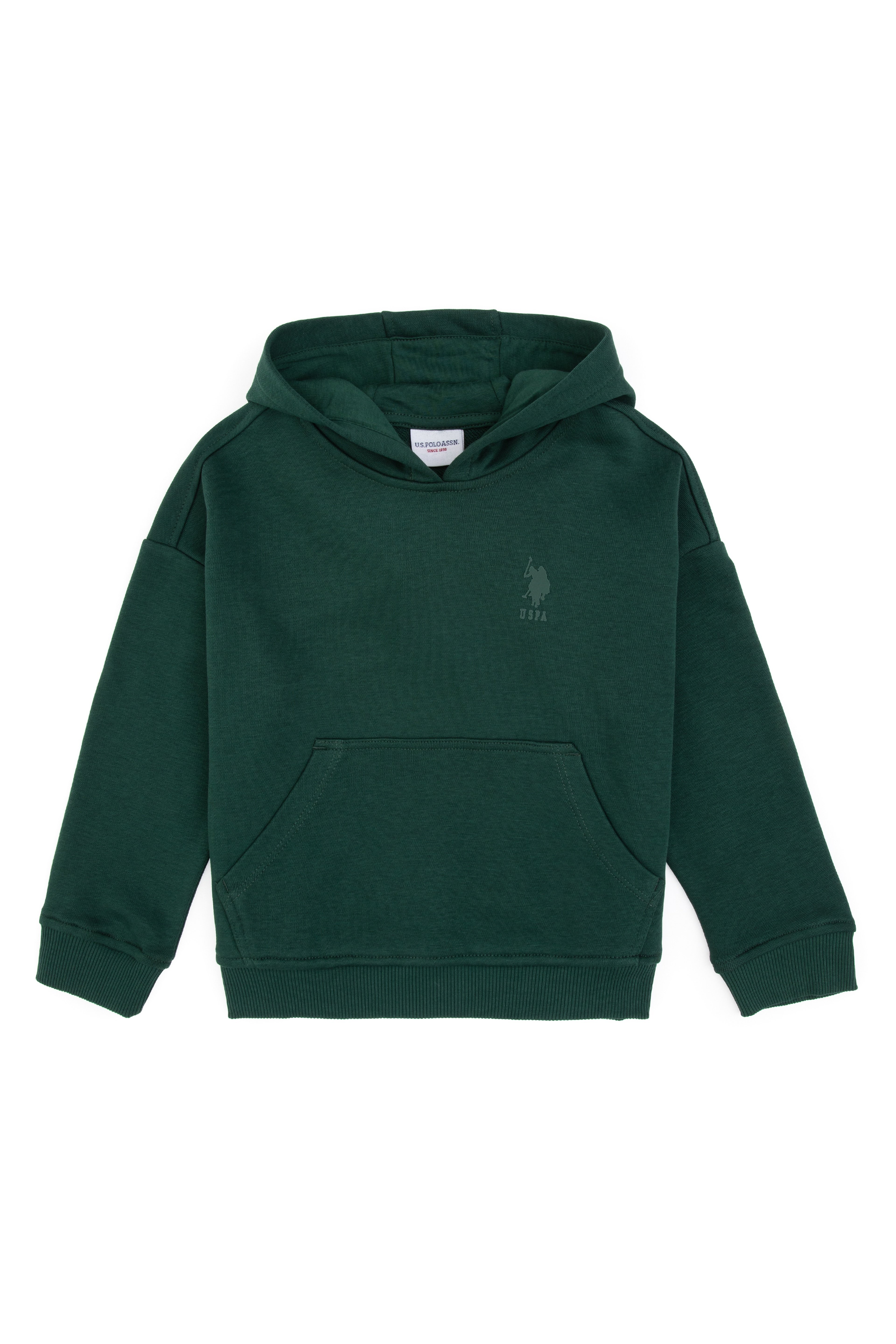 Erkek Çocuk Koyu Yeşil Kapüşonlu Basic Sweatshirt - Image 3