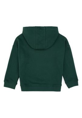 Erkek Çocuk Koyu Yeşil Kapüşonlu Basic Sweatshirt - 50313941028