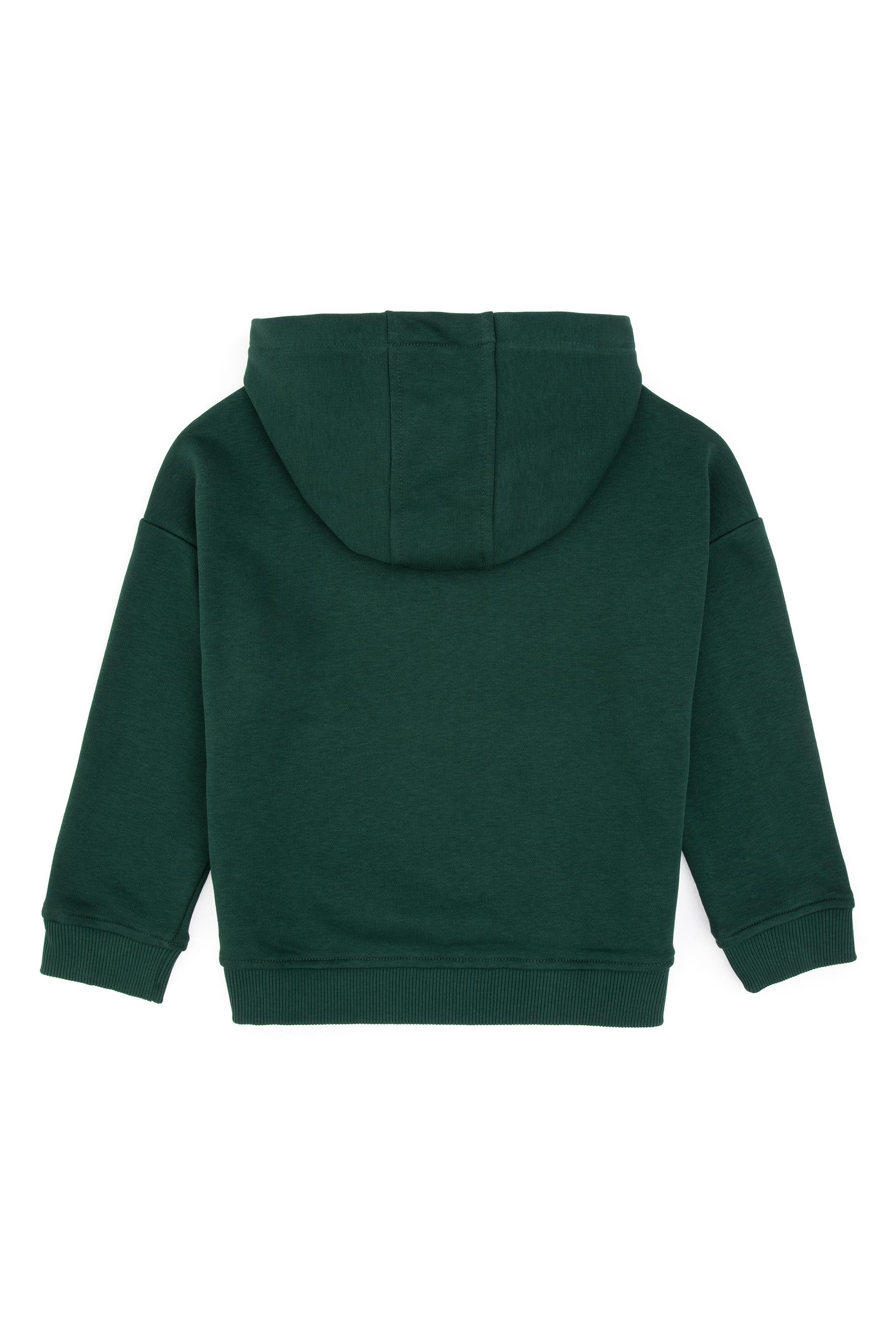 Erkek Çocuk Koyu Yeşil Kapüşonlu Basic Sweatshirt