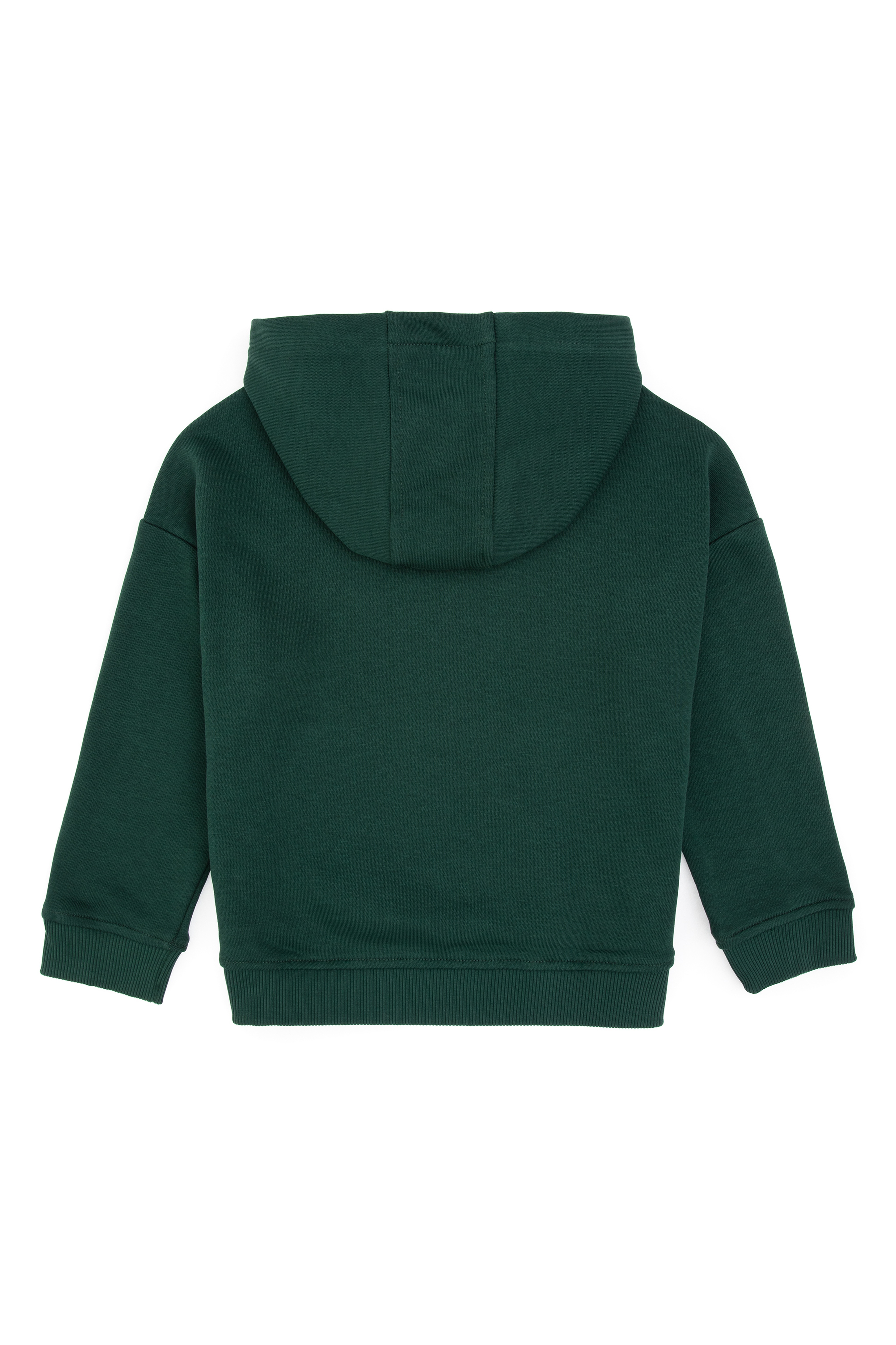 Erkek Çocuk Koyu Yeşil Kapüşonlu Basic Sweatshirt - Image 4