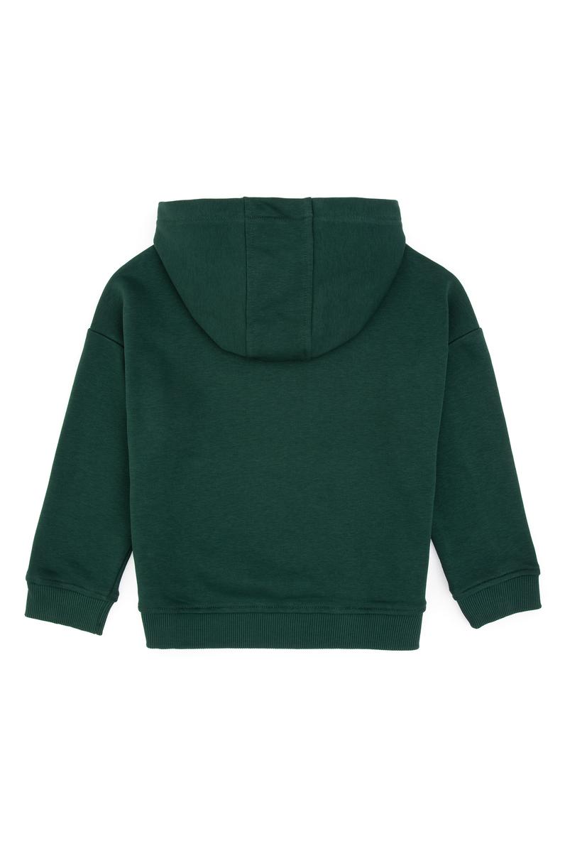 Erkek Çocuk Koyu Yeşil Kapüşonlu Basic Sweatshirt