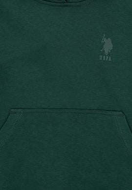 Erkek Çocuk Koyu Yeşil Kapüşonlu Basic Sweatshirt - 50313941028