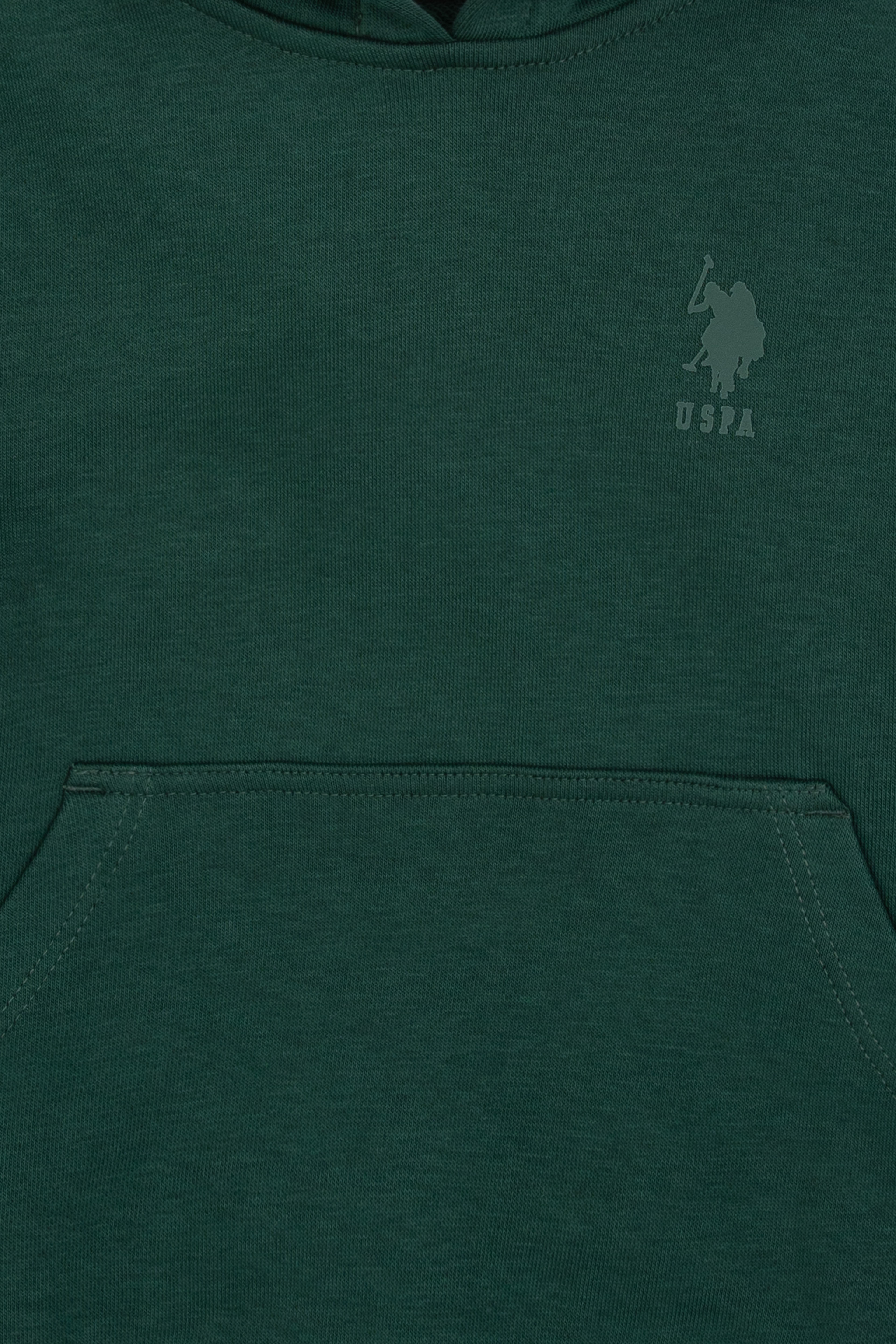 Erkek Çocuk Koyu Yeşil Kapüşonlu Basic Sweatshirt - Image 5